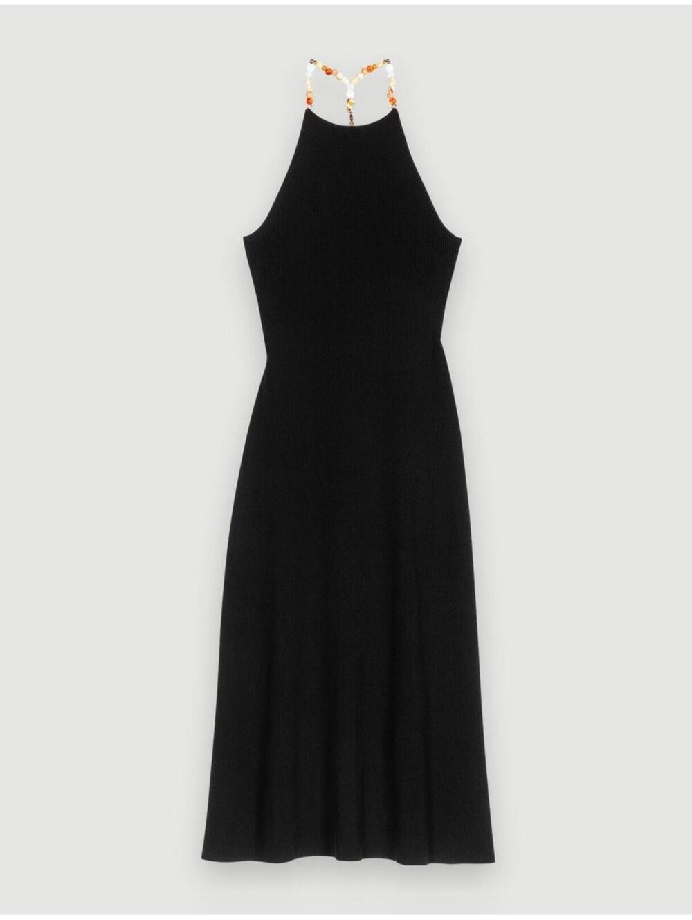 NEW, Maje Long dress with chain in Black Sz 42 #MD2000